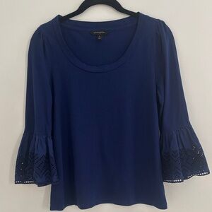 Banana Republic Women’s Blue Top with Eyelet Sleeves Size S